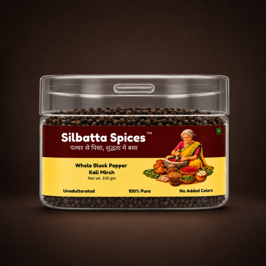Whole Black Pepper Kali Mirch Natural 100gm by Silbatta Spices